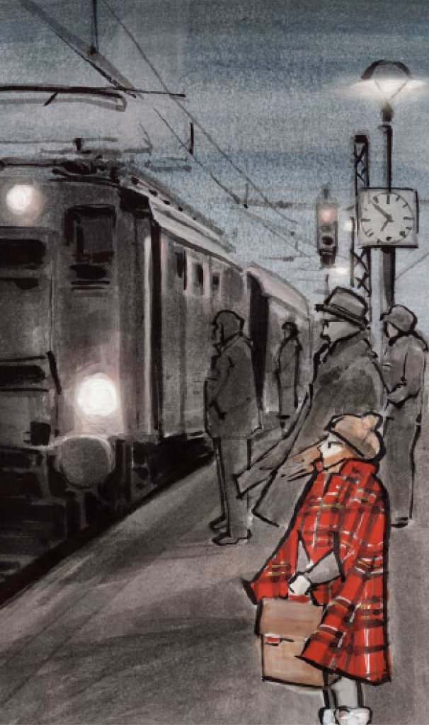 Illustration Am Bahnhof - aus Tante Karos Gefühl für Stil